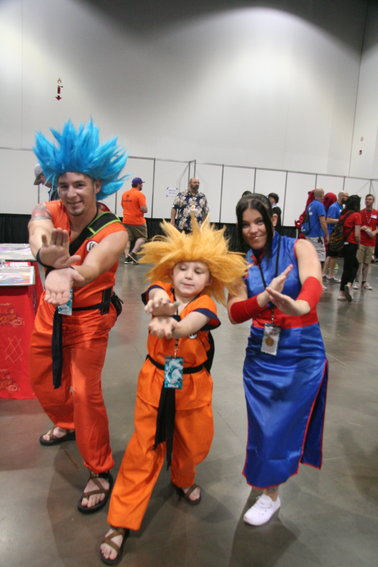 From right, Dutsy Pack as Goku, Shaun Pack as Gohan and Katrina Kendall as Chi-Chi, all from Dragonball Super. The trio came down from Wyoming for the second year in a row to enjoy the cosplay at Denver Pop Culture Con.